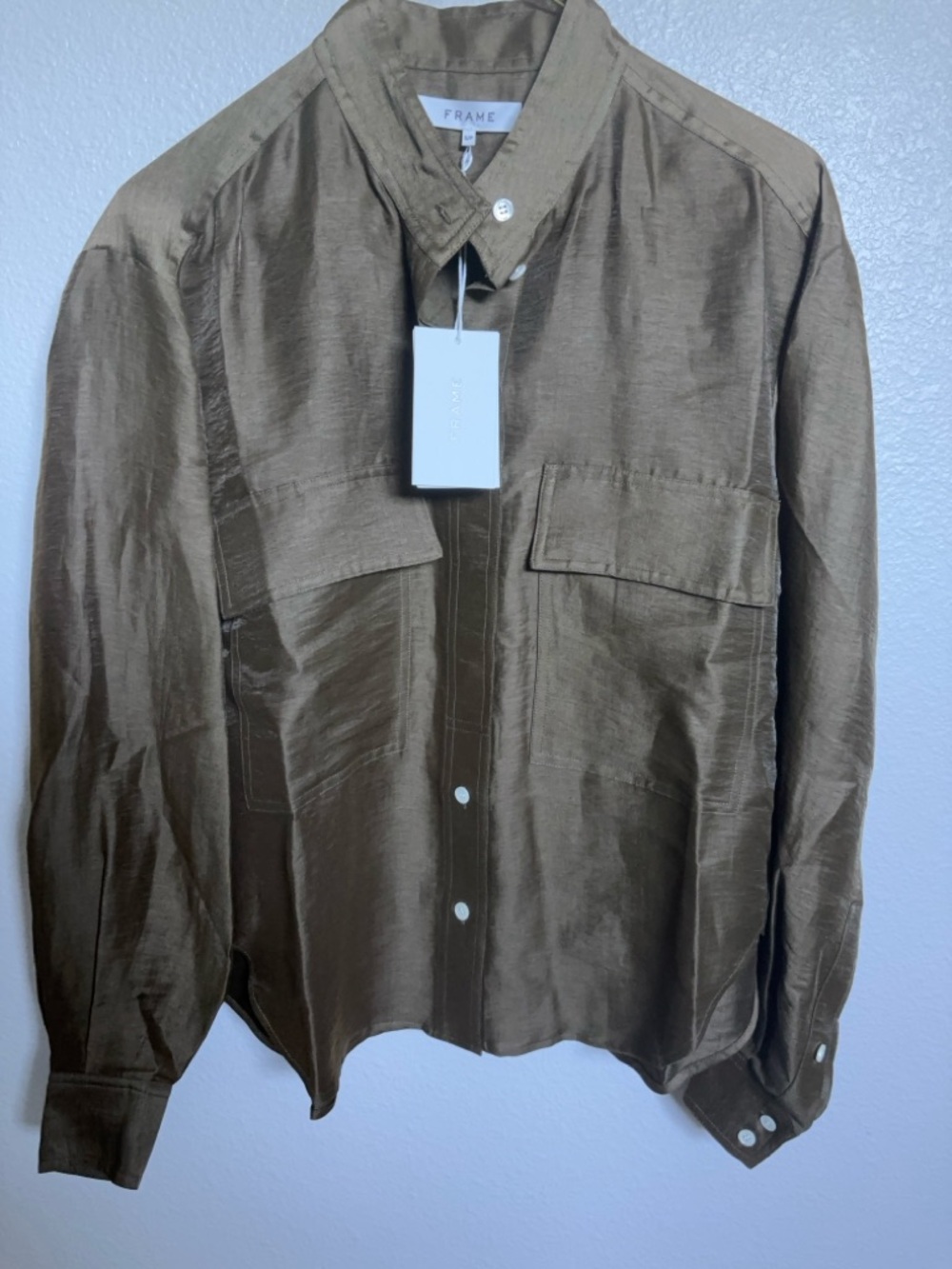 Frame Denim Olive Brown Button-Down Shirt